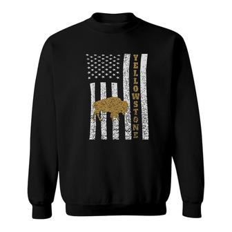 Yellowstone National Park Buffalo American Flag Sweatshirt | Mazezy