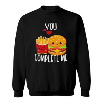 You Complete Me Cute Kawaii Burger & Fries Valentine Couple Sweatshirt | Mazezy DE