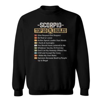 Zodiac Sign Funny Top 10 Rules Of Scorpio Graphic Sweatshirt
