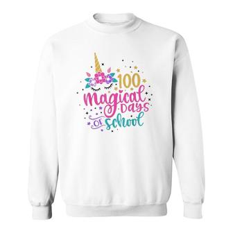 100 Magical Days Of School Unicorn Gift Teacher Student Sweatshirt | Mazezy