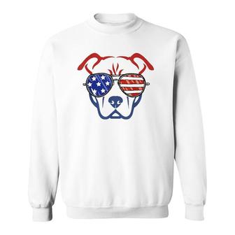 4Th Of July Patriotic Pitbull Dog American Flag Sweatshirt | Mazezy