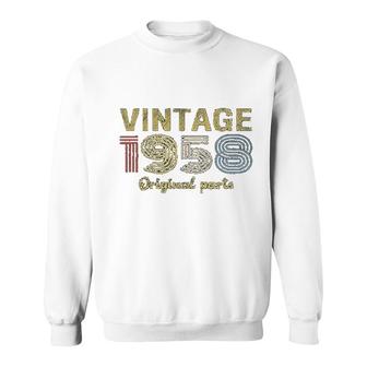 63rd Birthday Gift Retro Birthday Vintage 1958 Original Parts Sweatshirt - Thegiftio UK