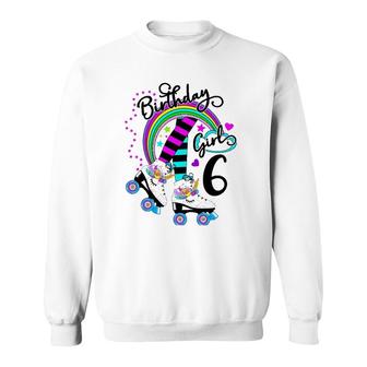 6Th Unicorn Roller Skate Birthday Party For Girls Sweatshirt