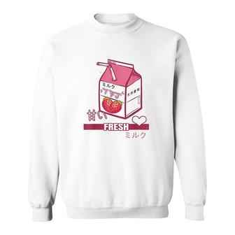 90s Japanese Otaku Stylish Aesthetic Milk Sweatshirt | Mazezy