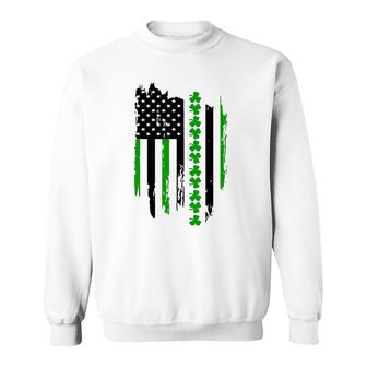 American Flag Shamrock Lucky Clover Irish St Patricks Day Sweatshirt - Thegiftio UK