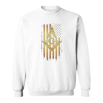 American Flag Square And Compass Sweatshirt | Mazezy