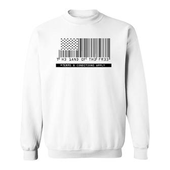 American Flag - The Land Of The Free - Barcode Sweatshirt | Mazezy