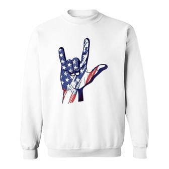 American Sign Language Asl I Love You Patriotic Deaf Pride Sweatshirt | Mazezy