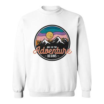 And So The Adventure Begin Freedom Vintage Mountain Adventure Design Sweatshirt - Thegiftio UK