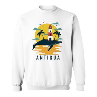Antigua Palm Tree Lighthouse Sunset Souvenir Tourist Sweatshirt | Mazezy