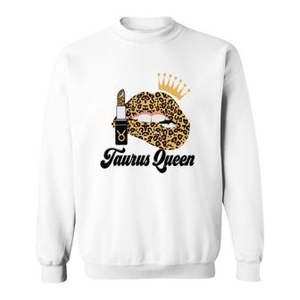 April Women Leopard Lips Crown Taurus Queen Happy Birthday Sweatshirt - Seseable