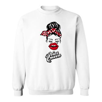 Aries Girls Aries Queen With Red Lip Gift Birthday Gift Sweatshirt - Seseable