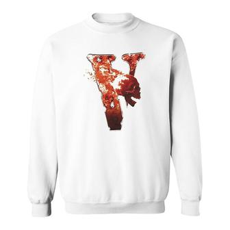 Arnodefrance V Letter Flame Skull Print Hiphop Rapper Sweatshirt - Thegiftio UK