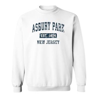 Asbury Park New Jersey Nj Vintage Sports Design Navy Print Sweatshirt | Mazezy