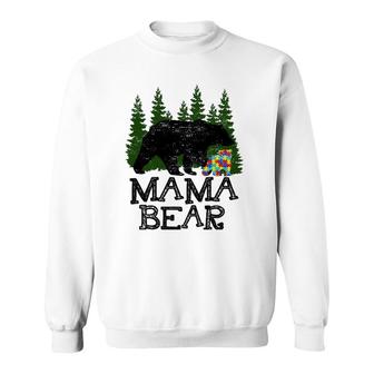 Autism Awareness Mama Bear Support Autistic Adults Sweatshirt | Mazezy