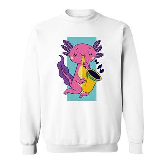 Axolotl Playing Saxophone Axolotl Lover Gift Sweatshirt - Thegiftio UK