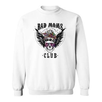 Bad Moms Club Leopard Skull Mom Funny Mom Mother's Day Gifts Sweatshirt | Mazezy