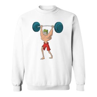 Barbell Weight Lifting Workout Funny Sweatshirt | Mazezy