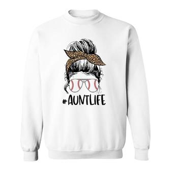 Baseball Aunt Messy Bun, Auntie Life Messy Bun Mother's Day Sweatshirt | Mazezy
