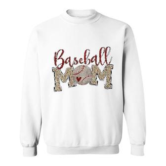 Baseball Mom Leopard Print Sweatshirt | Mazezy