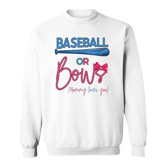 Baseball Or Bows Gender Reveal Party Idea For Mommy Sweatshirt | Mazezy