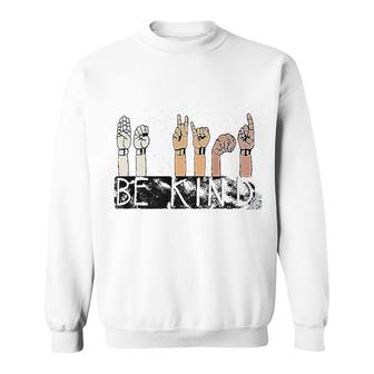 Be Kind Sign Language Inspirational Graphic Letter Print Sweatshirt - Thegiftio UK