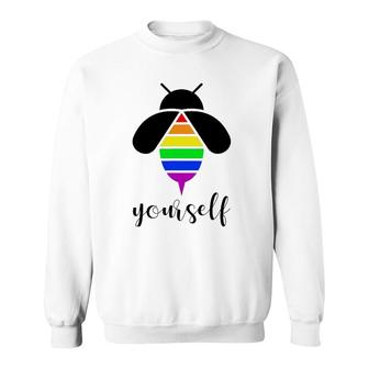 Be Yourself Gay Pride Lgbtq Funny Rainbow Bee Sweatshirt | Mazezy