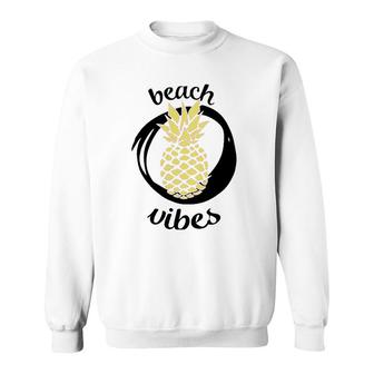 Beach Vibes - Funny Pineapple Vacation Plus Size Sweatshirt | Mazezy