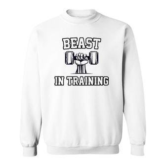 Beast In Training Son Bodybuilder Workout Dad Matching Sweatshirt | Mazezy