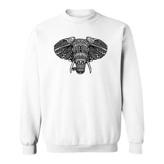 Beautiful African Elephant In Mandala Style, African Animals Sweatshirt | Mazezy