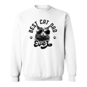 Best Cat Dad Ever Funny Daddy Father's Day Retro Vintage Men Sweatshirt | Mazezy