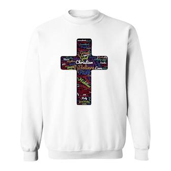 Biblical Christian Cross God Faith Gift Sweatshirt | Mazezy
