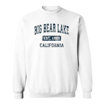 Big Bear Lake California Ca Vintage Sports Design Navy Print Sweatshirt | Mazezy DE