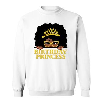 Birthday Princess Afro Crown Glasses Cute Birthday Princess Sweatshirt | Mazezy