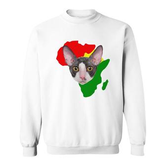 Black History Month African Map Cornish Rex Gift For Pet Lovers Proud Black Sweatshirt | Mazezy