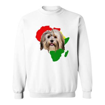 Black History Month African Map Havanese Gift For Pet Lovers Proud Black Sweatshirt | Mazezy