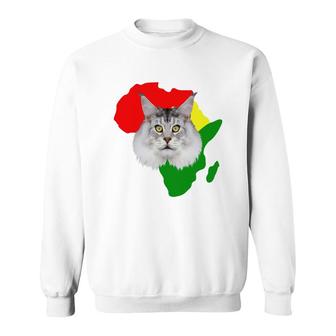 Black History Month African Map Maine Coon Gift For Pet Lovers Proud Black Sweatshirt - Thegiftio UK