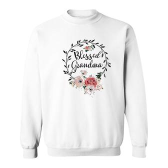 Blessed Grandma Florda For Women Flower Decor Grandma Sweatshirt - Thegiftio UK