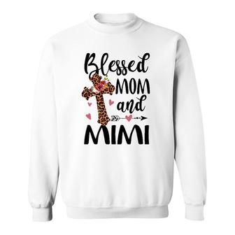 Blessed Mom And Mimi Leopard Flower Gift For Women Sweatshirt | Mazezy