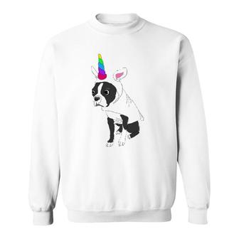 Boston Terrier Cute Rainbow Unicorn Tee Sweatshirt | Mazezy