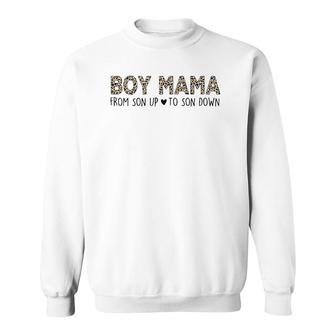 Boy Mama From Son Upto Son Down Leopard Mother's Day Mom Sweatshirt | Mazezy