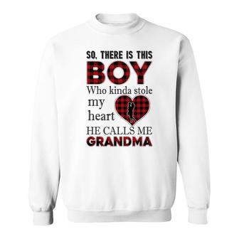 Buffalo Plaid He Call Me Grandma Sweatshirt | Mazezy