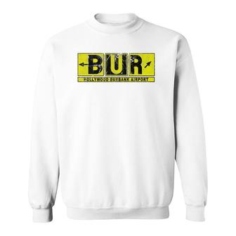 Bur Hollywood Burbank Airport Taxi Way Sign Pilot Vintage Sweatshirt | Mazezy