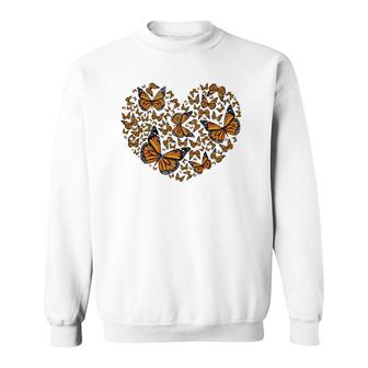 Butterfly Heart Love Cute Monarch Butterflies Sweatshirt | Mazezy