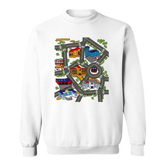 Car Play Mat Race Track Road Map Rug Design Illustration Sweatshirt | Mazezy