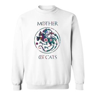 Cat Lovers Mother Of Cats With Floral Art Sweatshirt | Mazezy