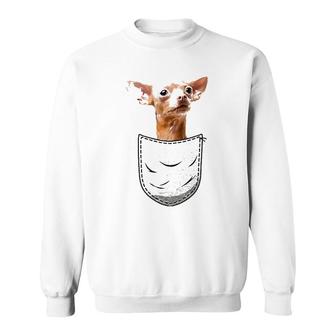 Chihuahua Puppy Chi Hua Techichi In Pocket For Dog Owner Sweatshirt | Mazezy