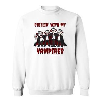Chillin' With My Vampires Halloween Boys Girls Kids Funny Sweatshirt | Mazezy AU
