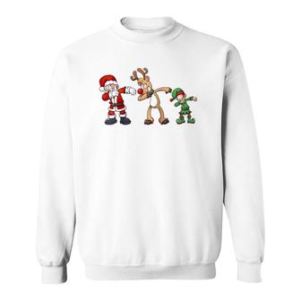 Christmas New Year Holiday , Xmas Santa Claus Dabbing Raglan Baseball Tee Sweatshirt | Mazezy