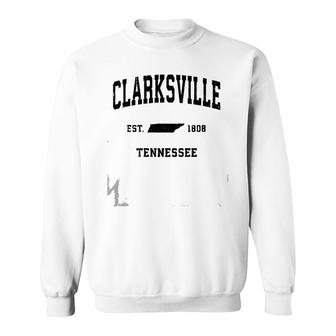 Clarksville Tennessee Tn Vintage Sports Design Black Print Pullover Sweatshirt | Mazezy